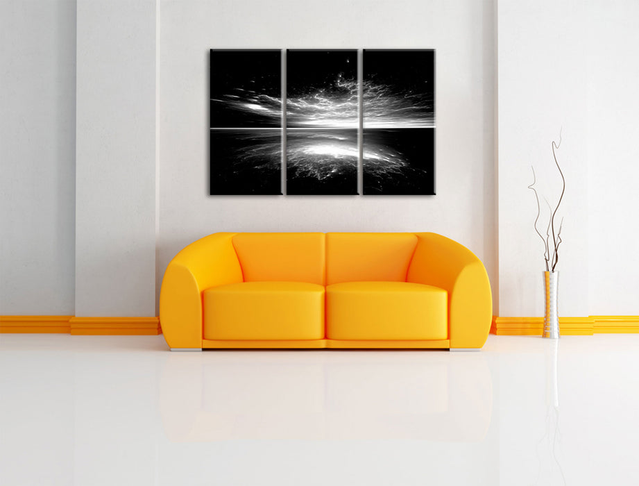 Horizont unter bunter Wolkendecke, Monochrome Leinwanbild Wohnzimmer 3Teilig