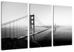 Golden Gate Bridge in der Abenddämmerung, Monochrome Leinwanbild 3Teilig