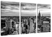 New York City bei Sonnenuntergang, Monochrome Leinwanbild 3Teilig