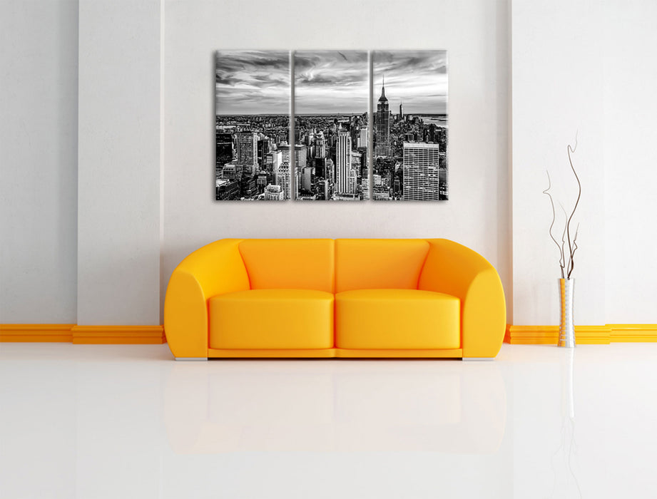 New York City bei Sonnenuntergang, Monochrome Leinwanbild Wohnzimmer 3Teilig