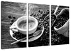 Espressotasse mit Kaffeebohnen, Monochrome Leinwanbild 3Teilig