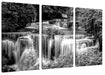 Türkise Wasserfälle in Thailand, Monochrome Leinwanbild 3Teilig