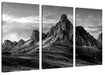 Dolomiten im Sonnenuntergang, Monochrome Leinwanbild 3Teilig