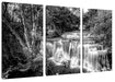 Kaskaden zwischen bunt blühenden Bäumen, Monochrome Leinwanbild 3Teilig