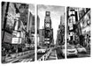 Times Square in new York City, Monochrome Leinwanbild 3Teilig
