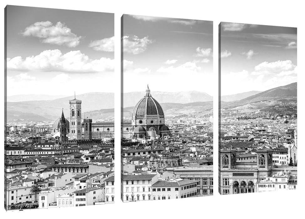 Panoramablick über die Dächer von Florenz, Monochrome Leinwanbild 3Teilig