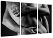 Sinnliche Umarmung von hinten nackt, Monochrome Leinwanbild 3Teilig