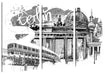 Berlin und seine Wahrzeichen Abstrakt, Monochrome Leinwanbild 3Teilig