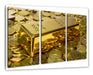 Goldbarren zwischen Goldmünzen Leinwandbild 3Teilig