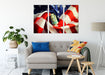 USA Flagge mit Dollarschein Leinwandbild Wohnzimmer 3Teilig