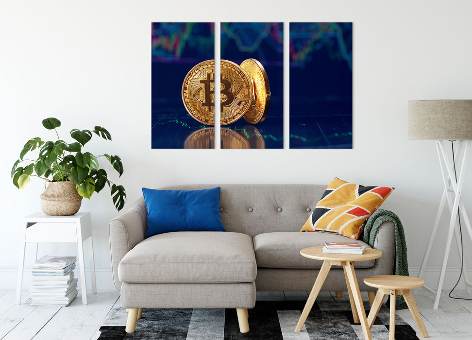 Bitcoin BTC  Leinwandbild Wohnzimmer 3Teilig