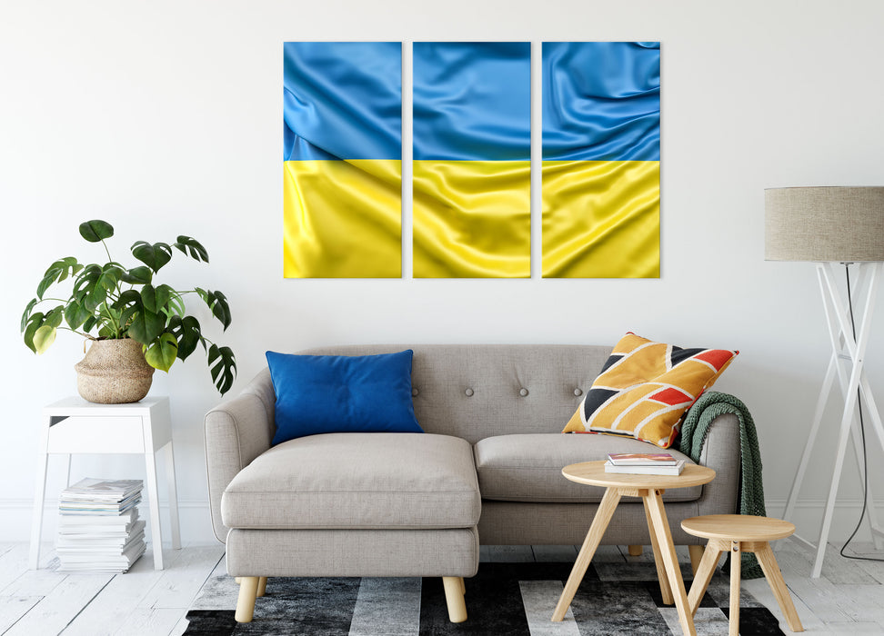 Ukraine Flagge Leinwandbild Wohnzimmer 3Teilig