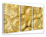 goldfarbene Bitcoins BTC Leinwandbild 3Teilig