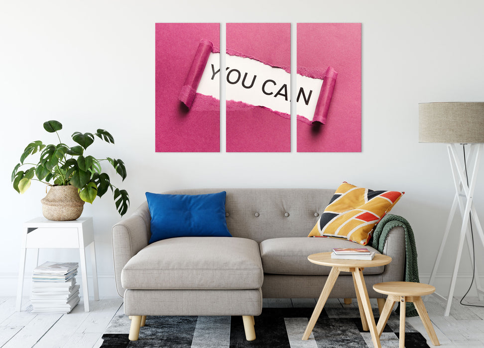 You Can! Motivaton Leinwandbild Wohnzimmer 3Teilig