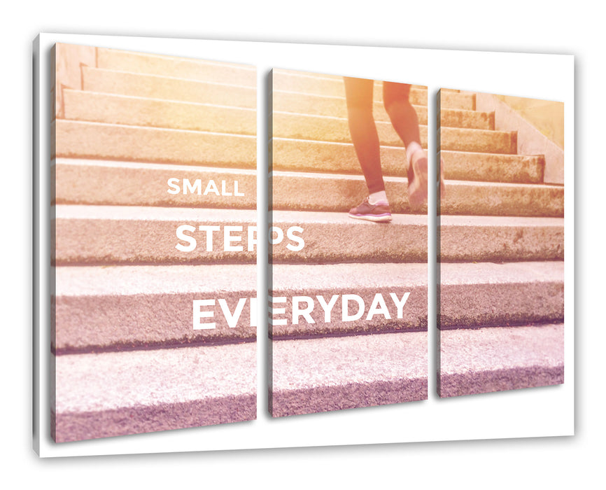 Small Steps Motivaton Leinwandbild 3Teilig