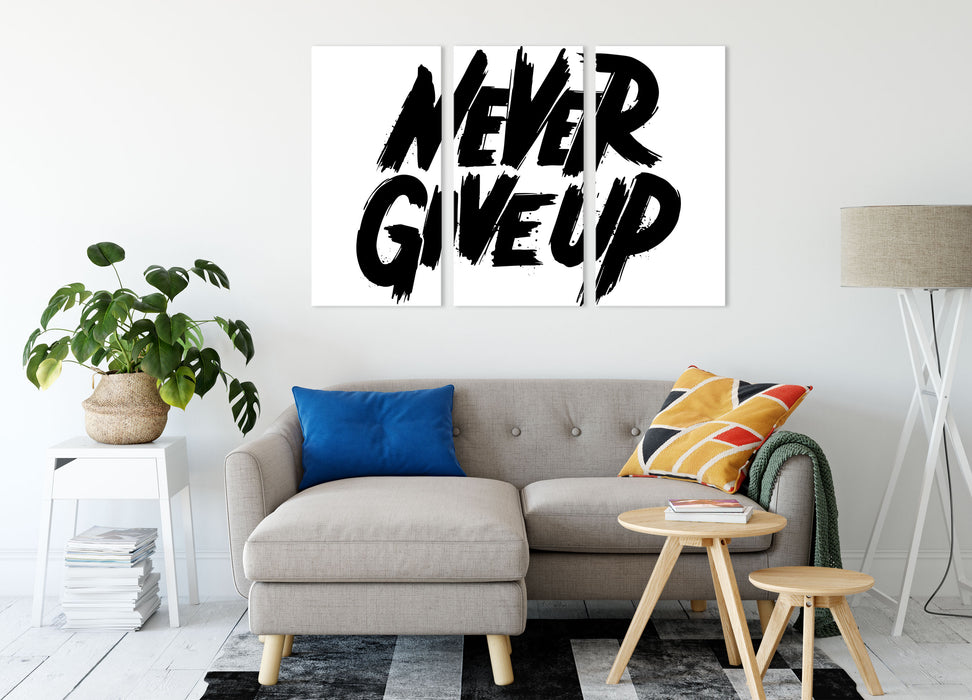 Never Give Up! Motivaton Leinwandbild Wohnzimmer 3Teilig