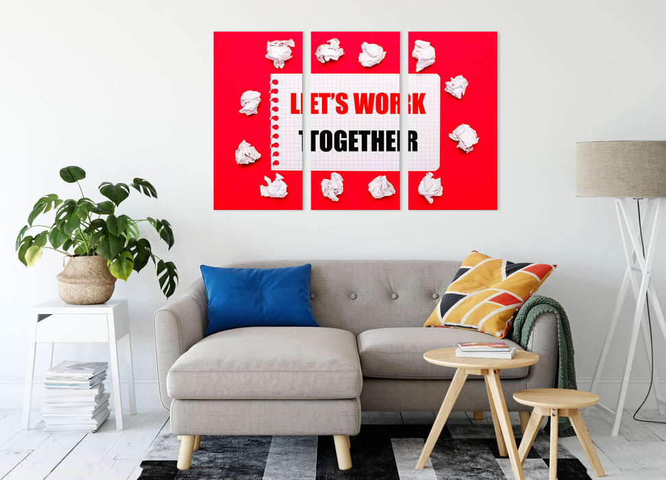 Work together Motivaton Leinwandbild Wohnzimmer 3Teilig