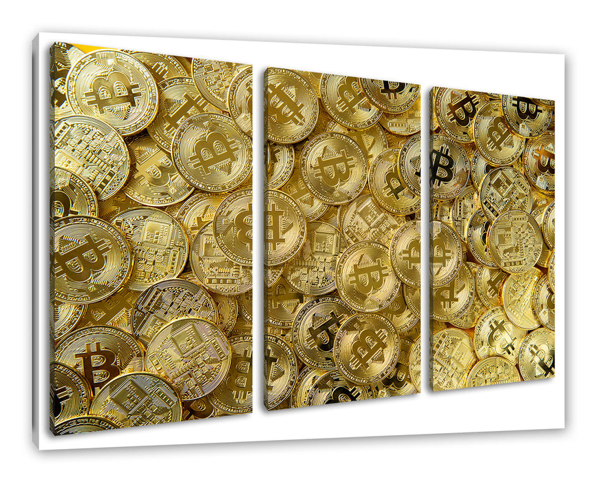 Bitcoins BTC Coin Leinwandbild 3Teilig
