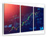 Aktienmarkt blau/ rot Leinwandbild 3Teilig