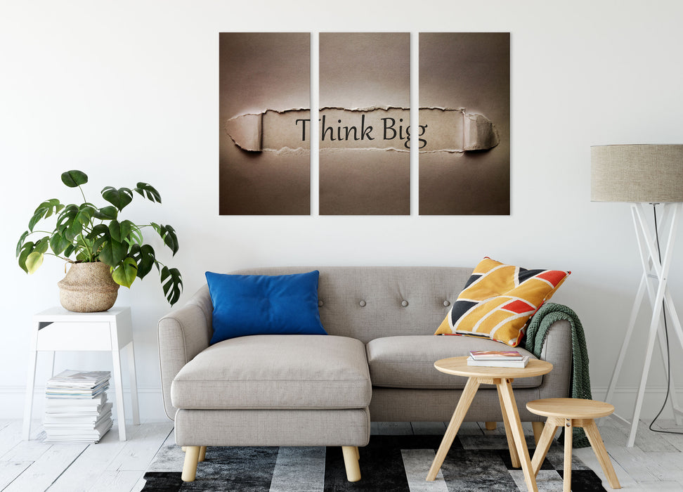 Think big! Motivaton Leinwandbild Wohnzimmer 3Teilig