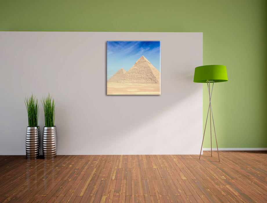 Beeindruckende Pyramiden von Gizeh Leinwand Quadratisch im Flur