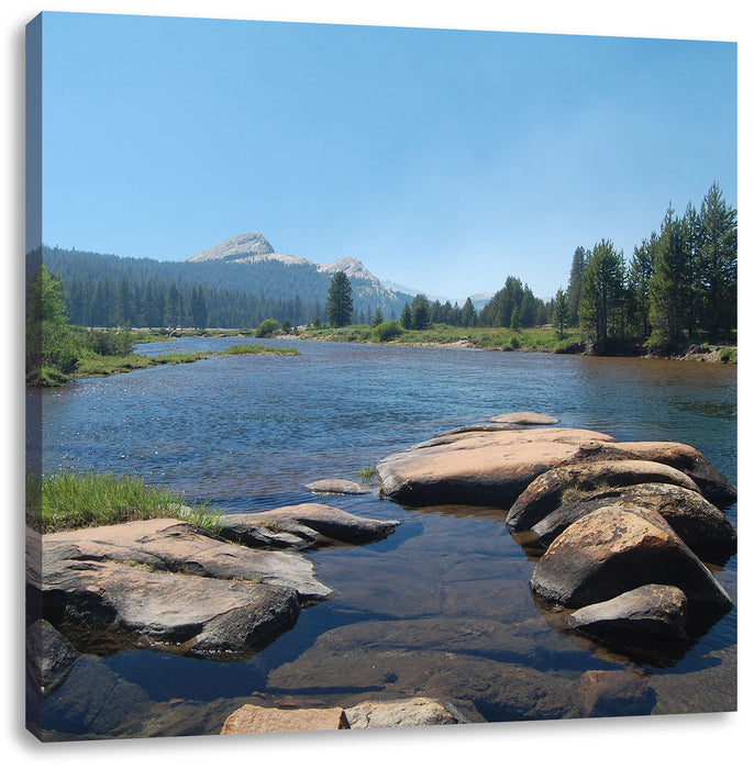 Fluss in Yosemite National Park Leinwandbild Quadratisch