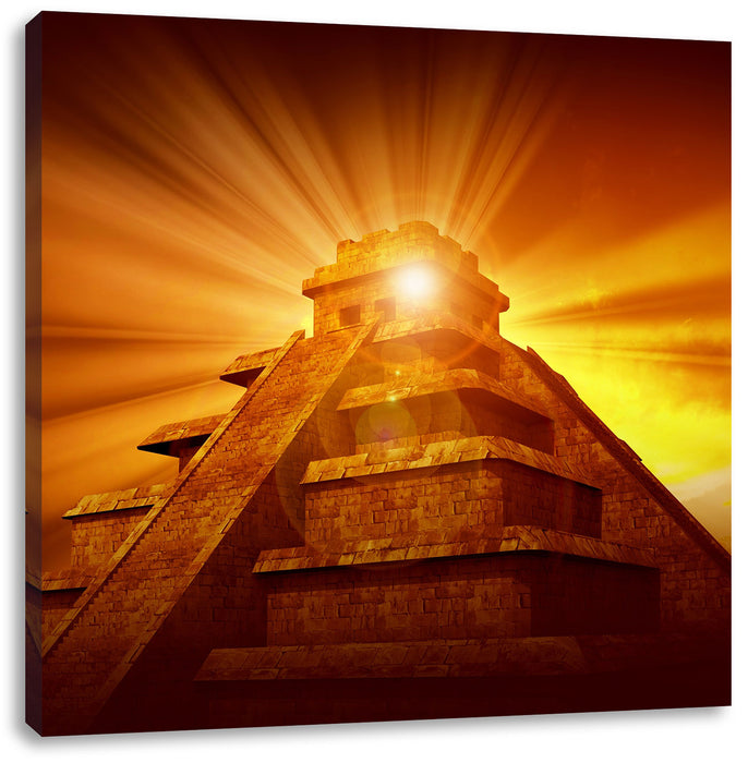 Prächtige Maya Pyramide Leinwandbild Quadratisch