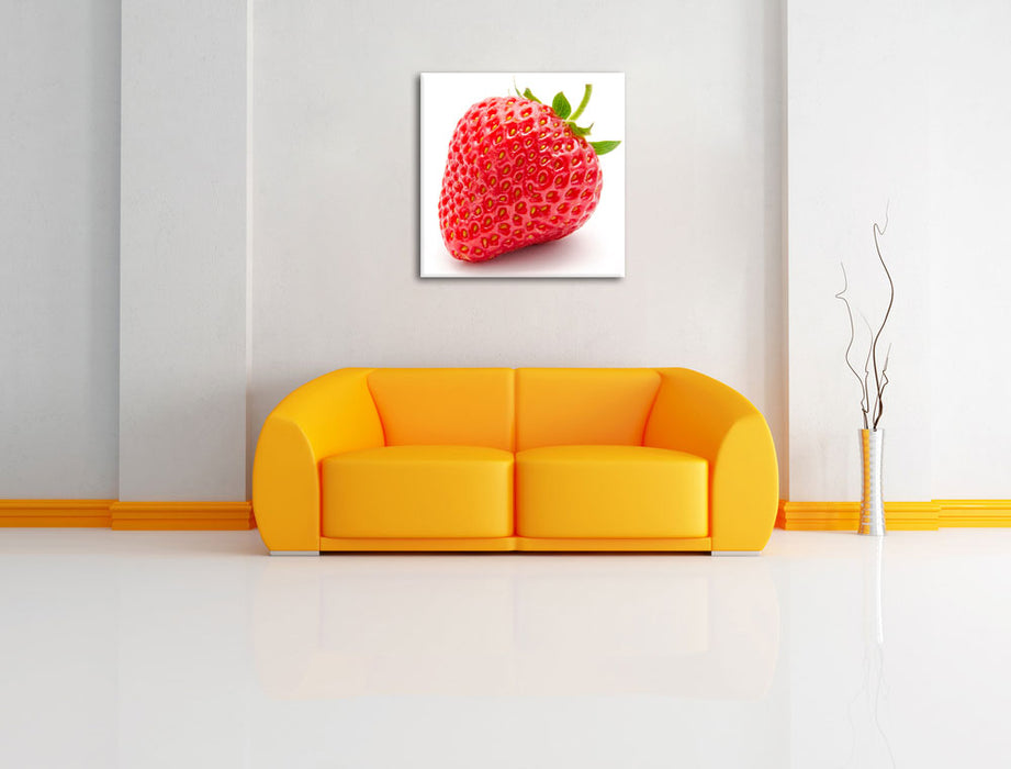 Leckere Erdbeere Leinwandbild Quadratisch über Sofa