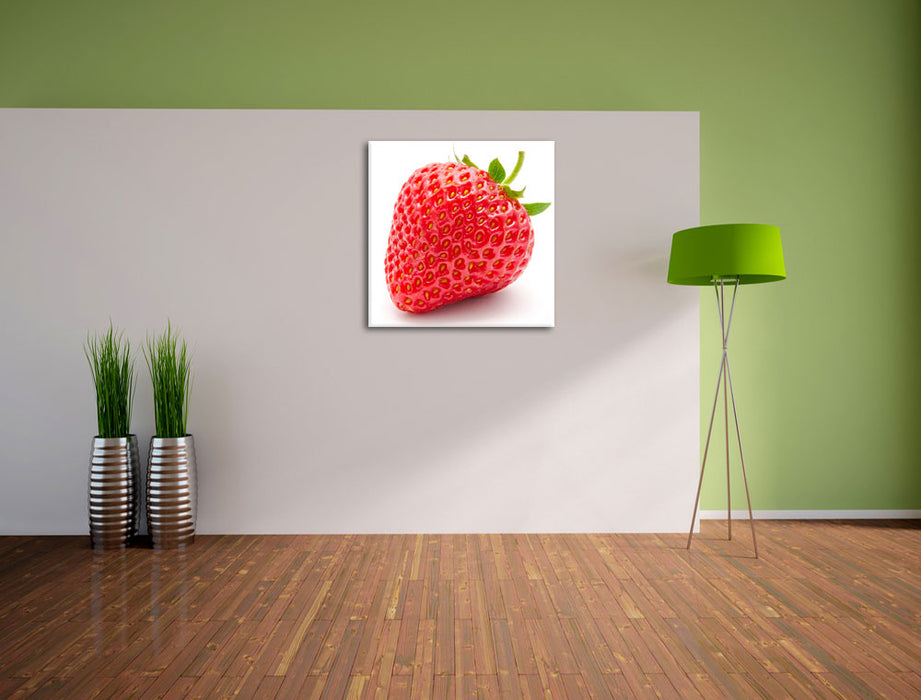 Leckere Erdbeere Leinwand Quadratisch im Flur