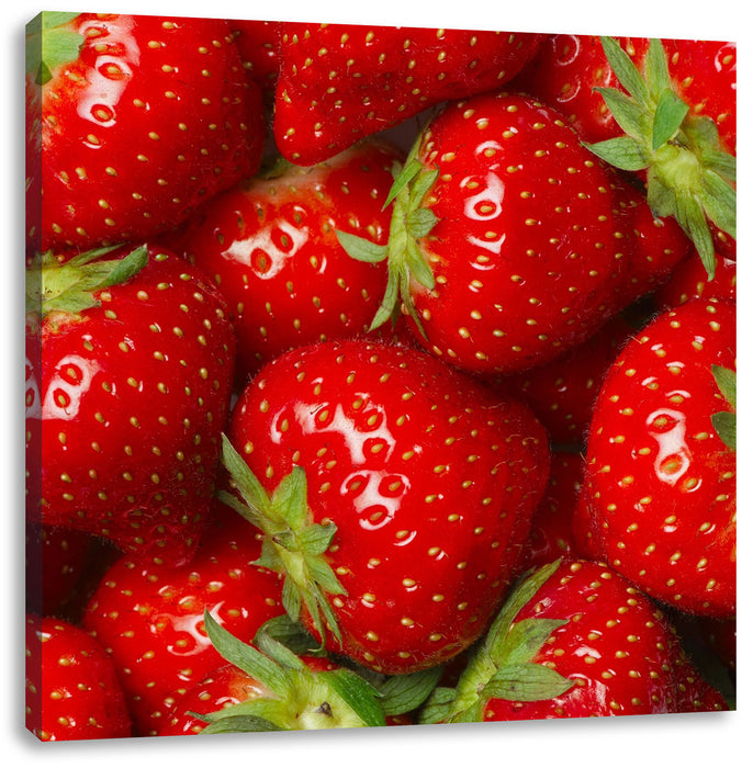 Leckere frische Erdbeeren Leinwandbild Quadratisch