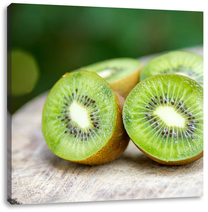 Leckere aufgeschnittene Kiwis Leinwandbild Quadratisch