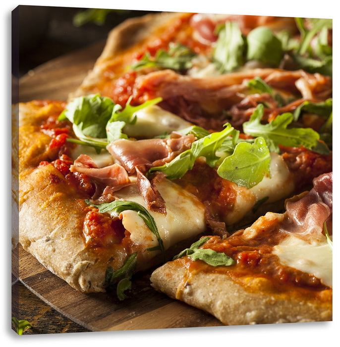 Köstliche italienische Pizza Leinwandbild Quadratisch