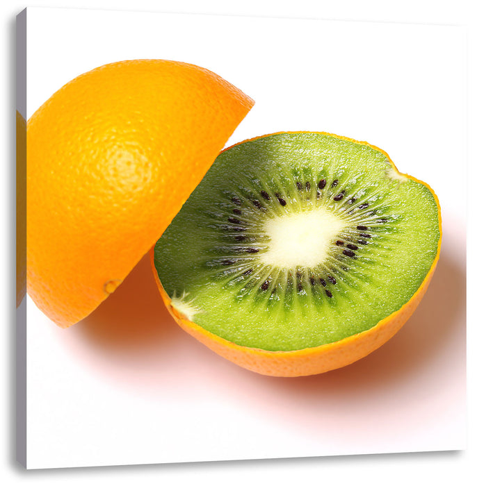 Leckere Kiwi mit Orangenschale Leinwandbild Quadratisch