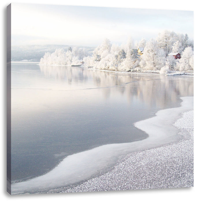 Atemberaubende Winterlandschaft Leinwandbild Quadratisch