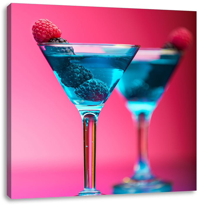 Cocktails mit Himbeeren Leinwandbild Quadratisch