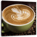 Cappucino zwischen Kaffeebohnen Leinwandbild Quadratisch
