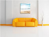 Wunderschöner weißer Sandstrand Leinwandbild Quadratisch über Sofa