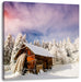 Holzhütte im Schnee Leinwandbild Quadratisch