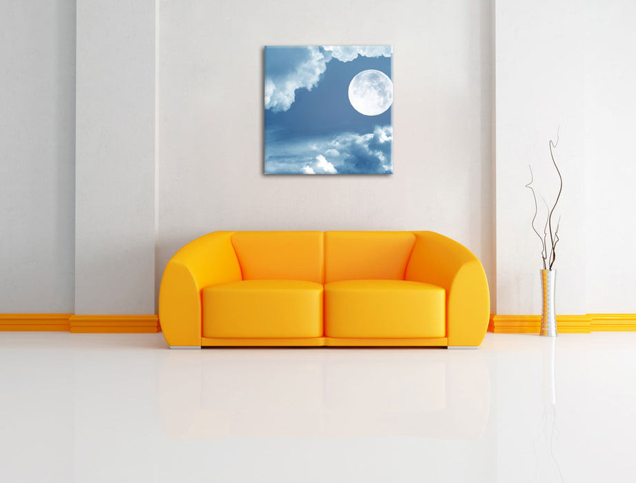 Vollmond Leinwandbild Quadratisch über Sofa