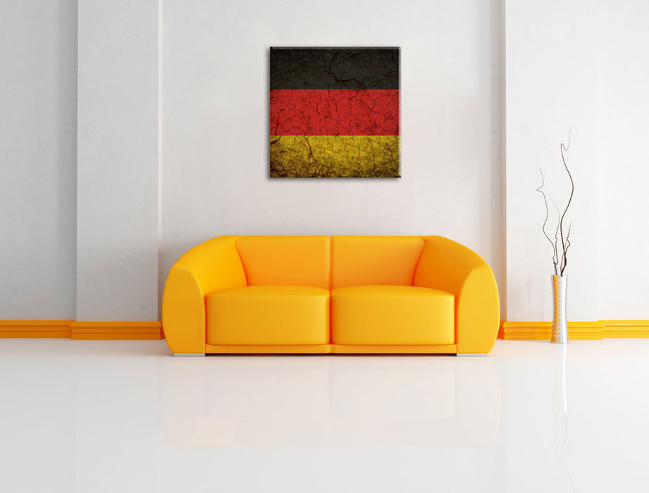 Deutschlandfahne Leinwandbild Quadratisch über Sofa