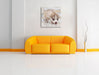 Husky Welpe Leinwandbild Quadratisch über Sofa