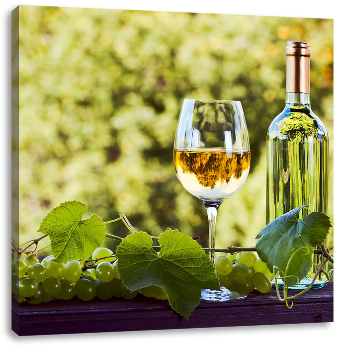 Wein und Weintrauben Leinwandbild Quadratisch
