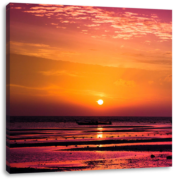 Sonnenaufgang über Meer Leinwandbild Quadratisch