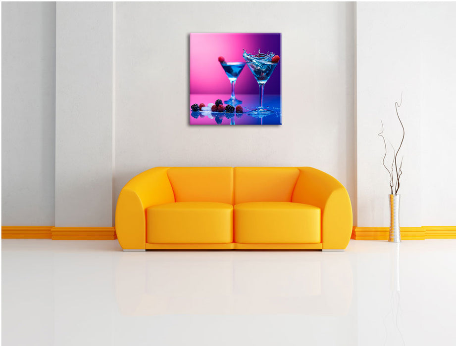 Coole Cocktails Leinwandbild Quadratisch über Sofa