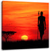 Roter Sonnenuntergang in Afrika Leinwandbild Quadratisch