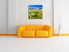 Alpenwiese Leinwandbild Quadratisch über Sofa