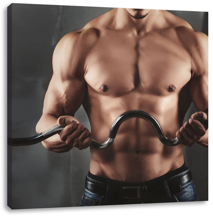 Bodybuilding Leinwandbild Quadratisch