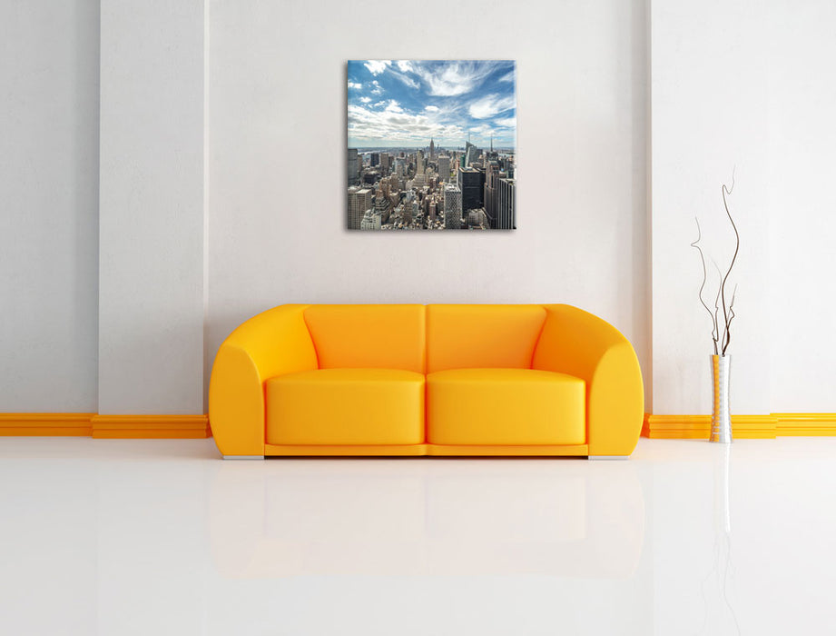 New York Skyline Leinwandbild Quadratisch über Sofa