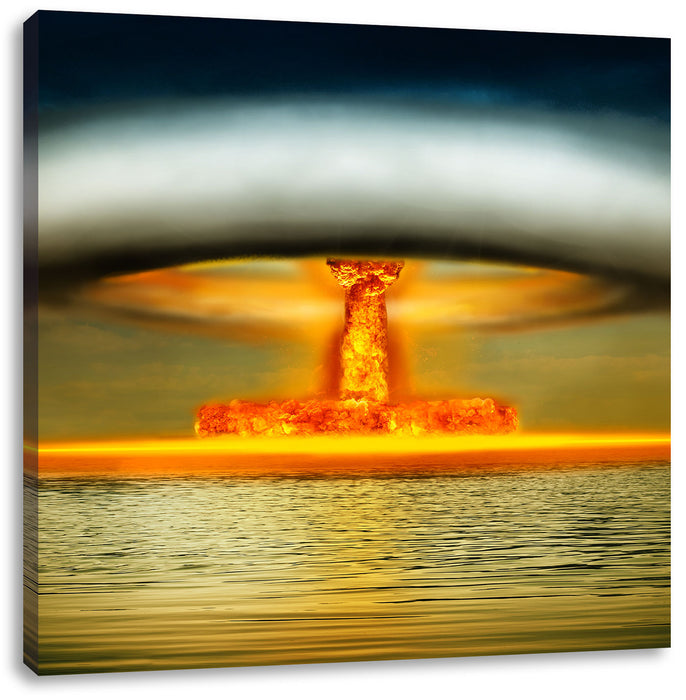 Atombombe Neon Leinwandbild Quadratisch