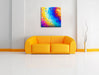 Bunte Farben Leinwandbild Quadratisch über Sofa